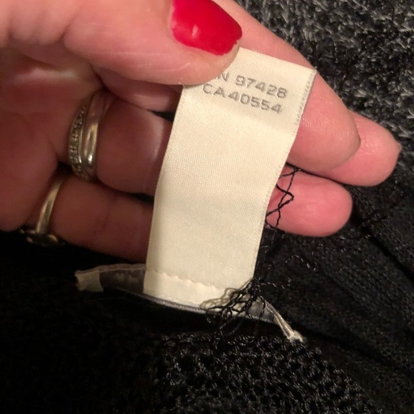 WHITE + WARREN medium black linen blend sweater vest drawstring tie at waist - Picture 11 of 15